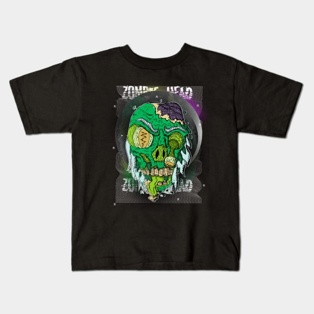 Zombie Head Kids T-Shirt by BrokenGrin